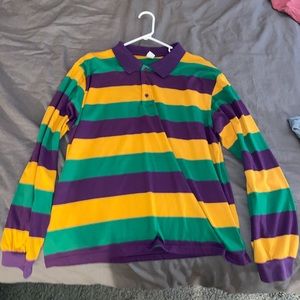New Orleans/ Mardi Gras themed long sleeve polo